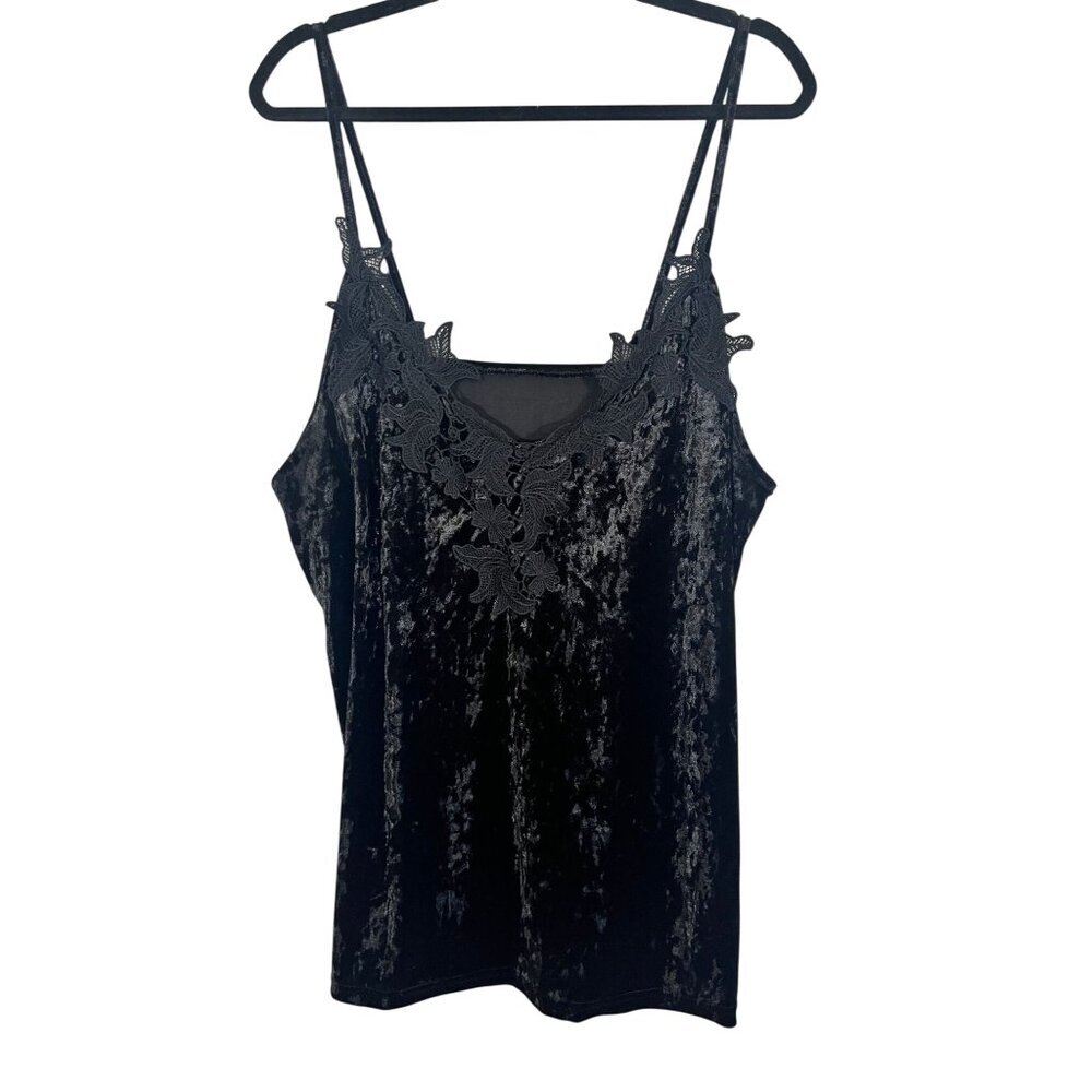 Retro Floral Velvet Tank Top XL Black Indie Folk Hippie Festive NYE Preppy Chic